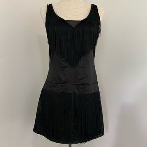 Forever 21 Little Black Fringe Drop Waist Dress